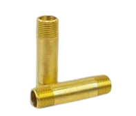 Brass long nipple, 3/8 inch male pipe thread, 2.5 inch length