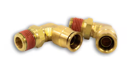 Brass push to connect male swivel elbow, 5/8 x 1/2 inch, part NP69SW-10-8