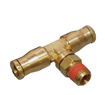 Brass push to connect male branch tee, 1/4 x 1/8 inch, part NP72SW-4-2