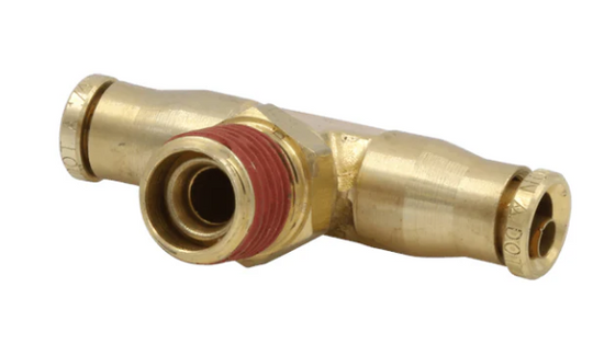 Brass push to connect male branch tee, 3/8 x 3/8 inch, part NP72SW-6-6