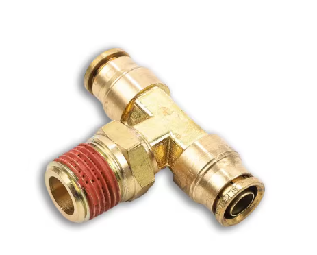 Brass push to connect male branch tee, 1/2 x 3/8 inch