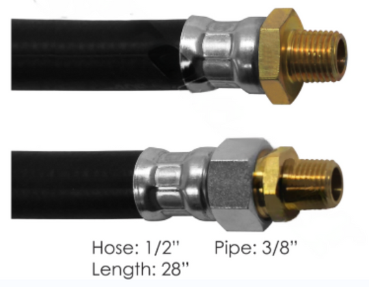 Air brake chamber hose assembly, 1/2 x 28 with 3/8 ends, part RH16328