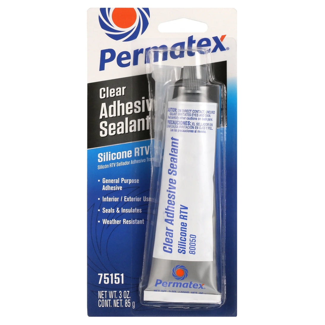 Permatex clear RTV silicone adhesive sealant tube gasket maker