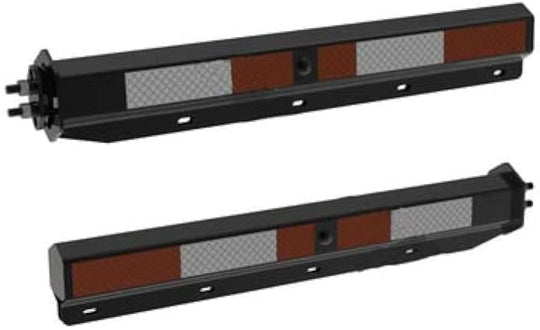 Spring-loaded chrome mud flap hanger kit with conspicuity tape, 1.125 in bolt spacing