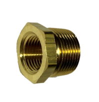 Brass reducer bushing, 3/4 x 1/2 inch