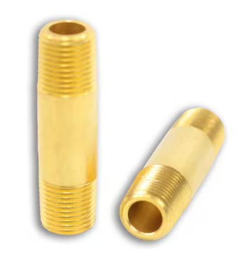 Brass long nipple, 1/8 x 1-1/2 inch
