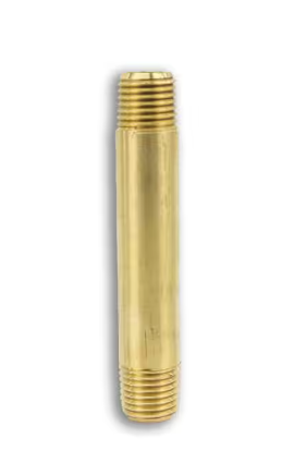 Brass long nipple, 1/4 x 3 inch