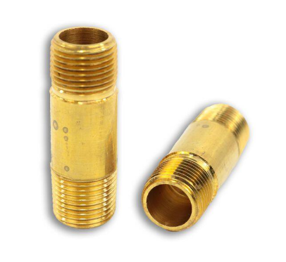 Brass long nipple, 3/8 x 2 inch