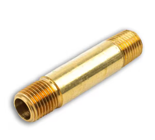 Brass long nipple, 1/2 x 2-1/2 inch