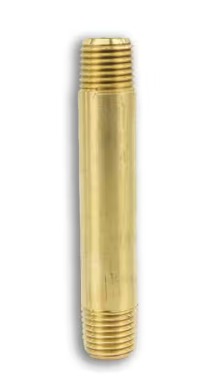 Brass long nipple fitting, 1/4 x 3 inch