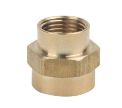 Brass reducer coupling, 3/4 x 3/8 inch