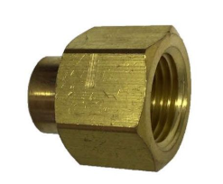 Brass reducer coupling, 3/8 x 1/8 inch