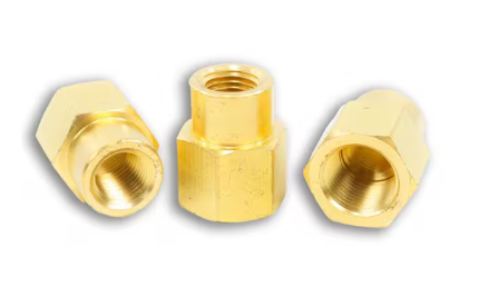 Brass reducer coupling, 3/8 x 1/4 inch