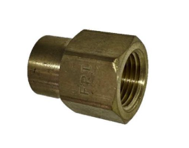 Brass reducer coupling, 1/2 x 1/4 inch