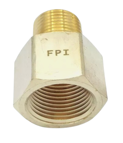 Brass adapter fitting, 3/4 x 1/2 inch