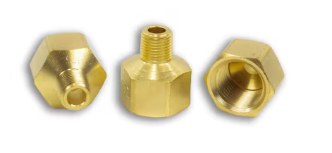 Brass adapter fitting, 3/8 x 1/8 inch