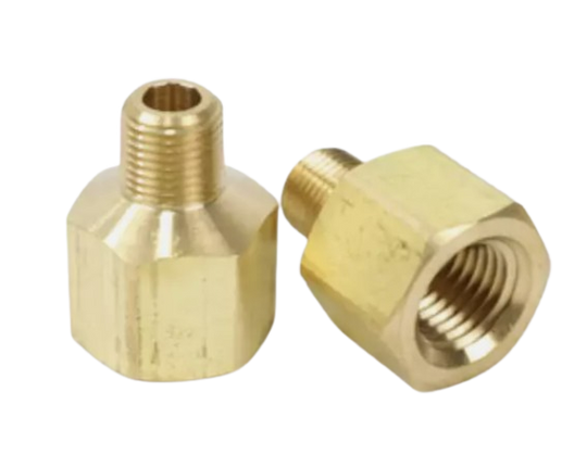 Brass adapter fitting, 3/8 x 3/8 inch