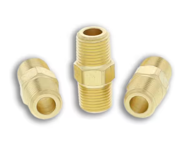 Brass hex nipple fitting, 1/8 inch, parts 3325X2, 216P2