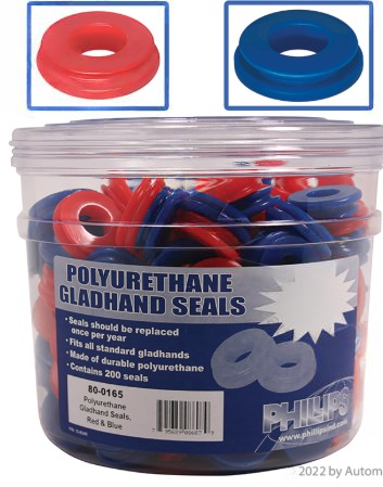 Red and blue poly gladhand seal bucket for truck air lines