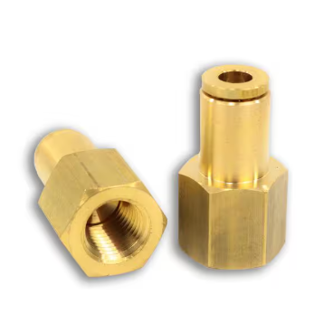 Brass push to connect female connector, 3/8 x 1/4 inch, part 177.13B666B