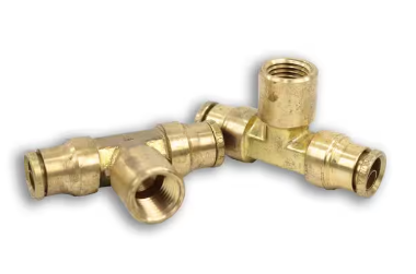 Brass push to connect female branch tee, 3/8 x 1/4 inch, part 177.13B786B