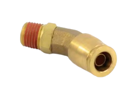 Brass push to connect 45 degree male elbow, 1/4 x 1/8 inch, part 177.13B744A