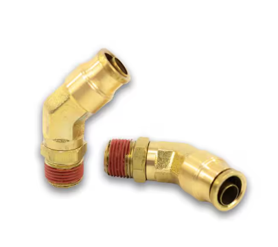 Brass push to connect 45 degree male elbow, 1/2 x 3/8 inch, part 177.13B748C