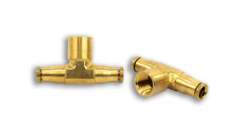 Brass push to connect female branch tee, 1/4 x 1/4 inch, part 177.13B784B