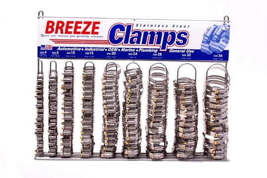 Breeze hose clamp display assortment, 200 pieces with rack