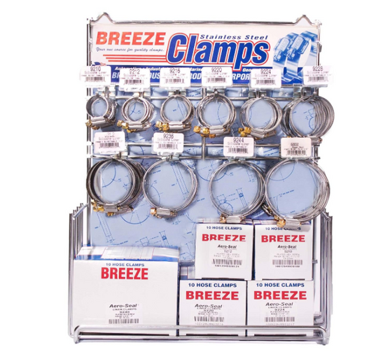 Breeze liner hose clamp display assortment, 150 pieces with rack, part 9150