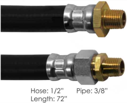 Air brake chamber hose, 1/2 x 72 long with 3/8 ends, part RH16372