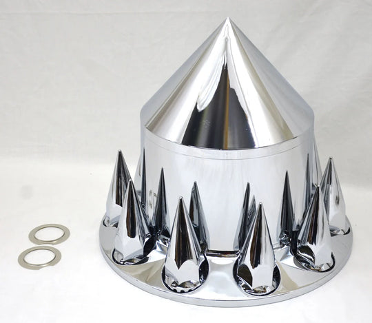 Chrome deep pointed rear axle cover set for semi trucks, part 10243
