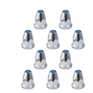 Chrome plastic thread-on M22x1.5 lug nut covers 10 pack, part 562.A4032R-BX10