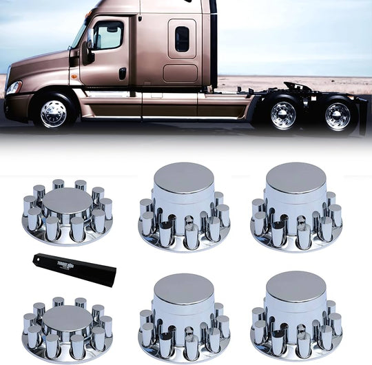 Chrome plastic universal wheel cover set with 33mm cylinder lug nut covers