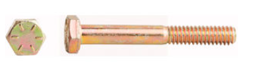 1/2-13 x 2 Grade 8 yellow zinc hex cap bolt, part 0115213