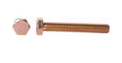 M12-1.75 x 30mm DIN 933 Class 10.9 yellow zinc hex cap screw, part 0128784