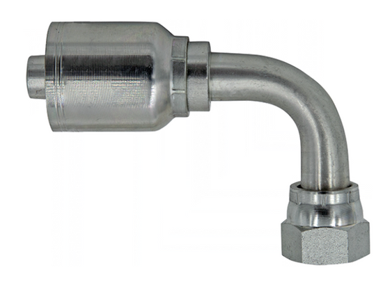 Hydraulic hose fitting, 90 degree JIC 37 female, part 14425-1212