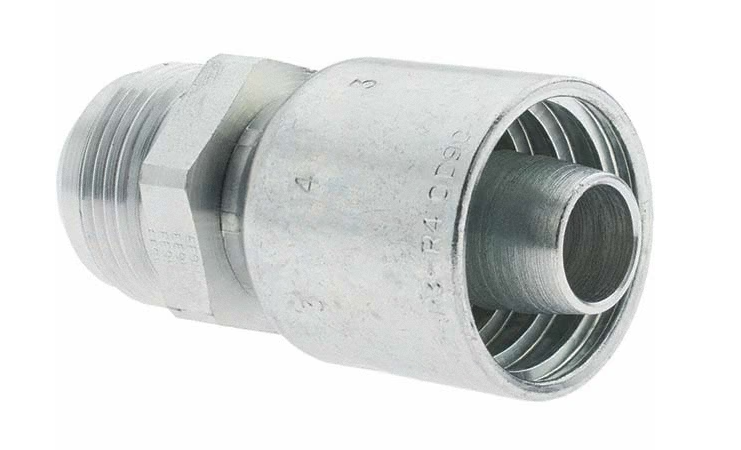 Hydraulic hose fitting, JIC 37 male, part 144501010, side view