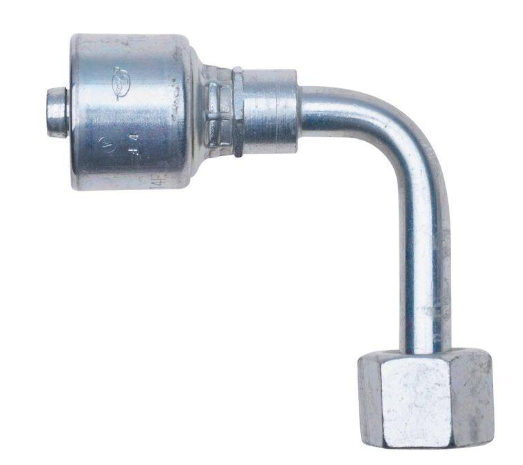 Hydraulic hose fitting, 90 degree ORFS female, part 14715-0606