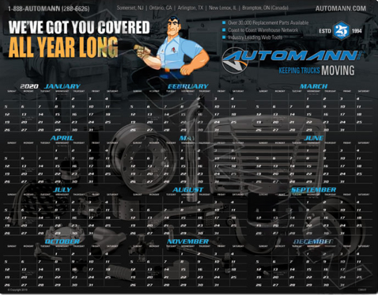 2020 counter mat calendar, part CAT-CM005