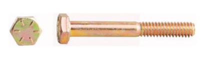 1/2-13 x 4 Grade 8 yellow zinc hex cap bolt, part 0115219