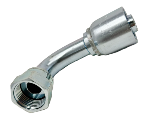 Hydraulic hose fitting, 90 degree ORFS female, part B2-OFFX90-1010, side view