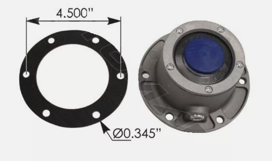 Hub cap with side fill plug, part 19QJ343 / 343024