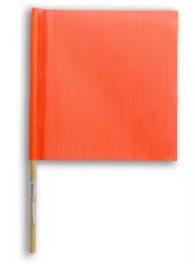 Orange vinyl mesh safety flag with dowel 18 x 18 in, part FS400C
