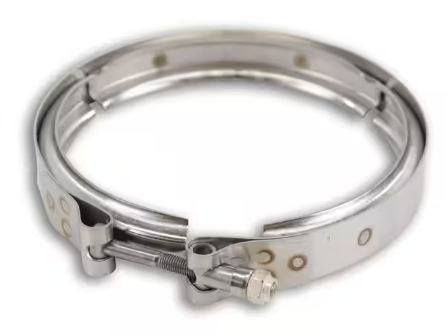 V-band exhaust clamp for heavy duty trucks