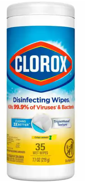 Clorox disinfecting wipes, yellow