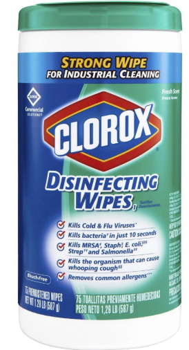Clorox disinfecting wipes, green, part 5934