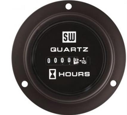 Hourmeter gauge, 2-1/16in diameter, 12/24 volt, black bezel