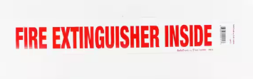 Fire extinguisher inside decal, 2 x 12 in, part FXI2