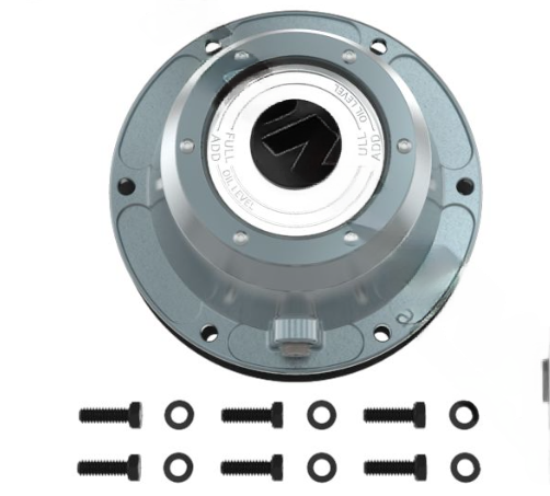 Hub cap with side fill plug, 6-3/4in bolt circle, 6 holes, 7-1/2in OD, part TR3434195